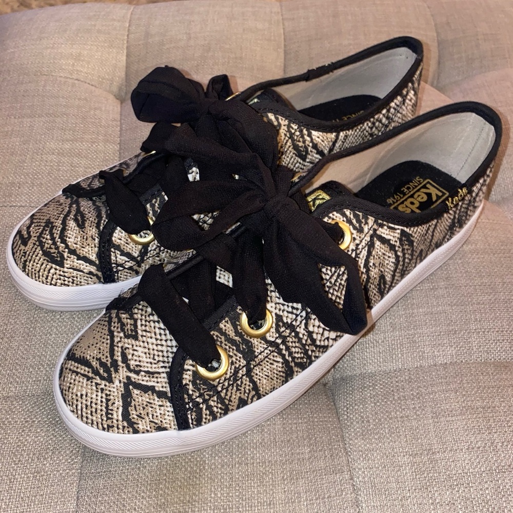 NEW KEDS Champion Oxford Snakeskin Print chiffon Ribbon Laces 7.5 Tennis Shoes